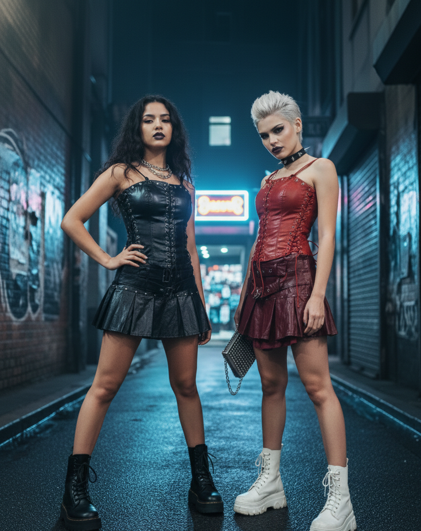 Strapless eco cuero Rockero