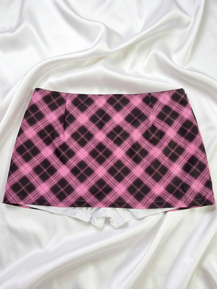 Falda ultra mini tartán rosa