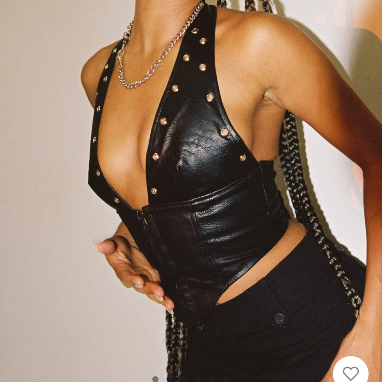 Top corset Halter ecocuero