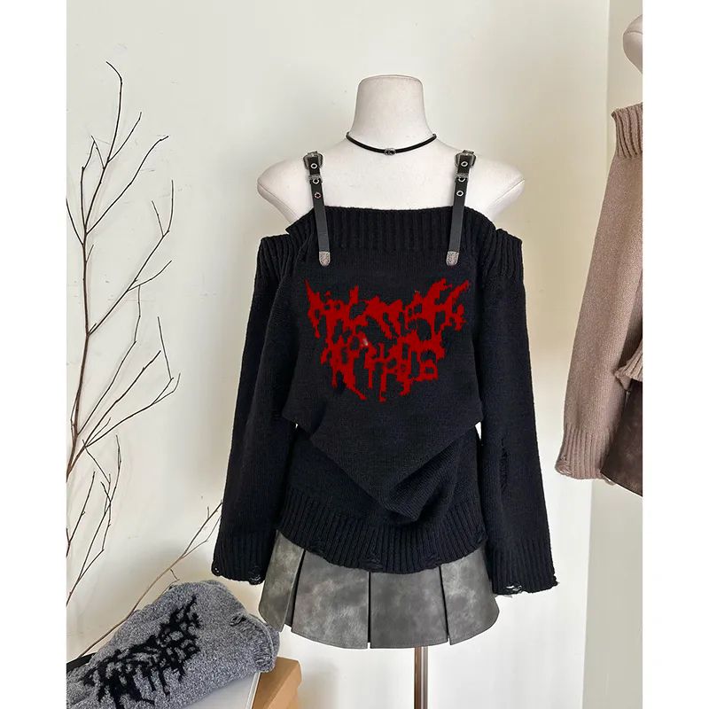 Sueter distressed harajuku goth