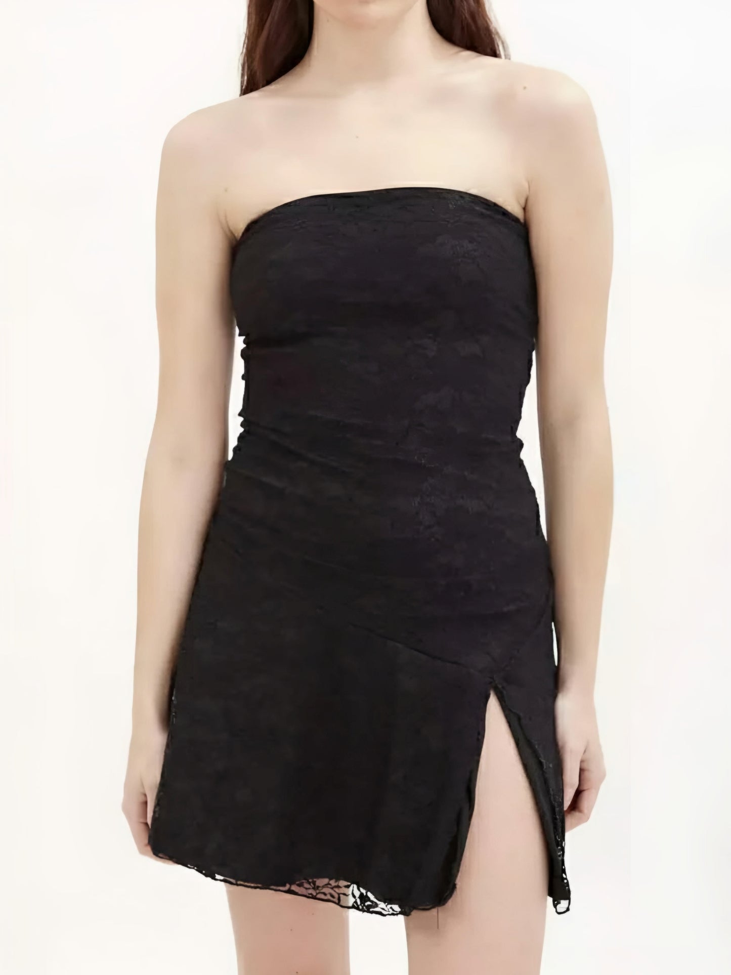Vestido strapless encaje