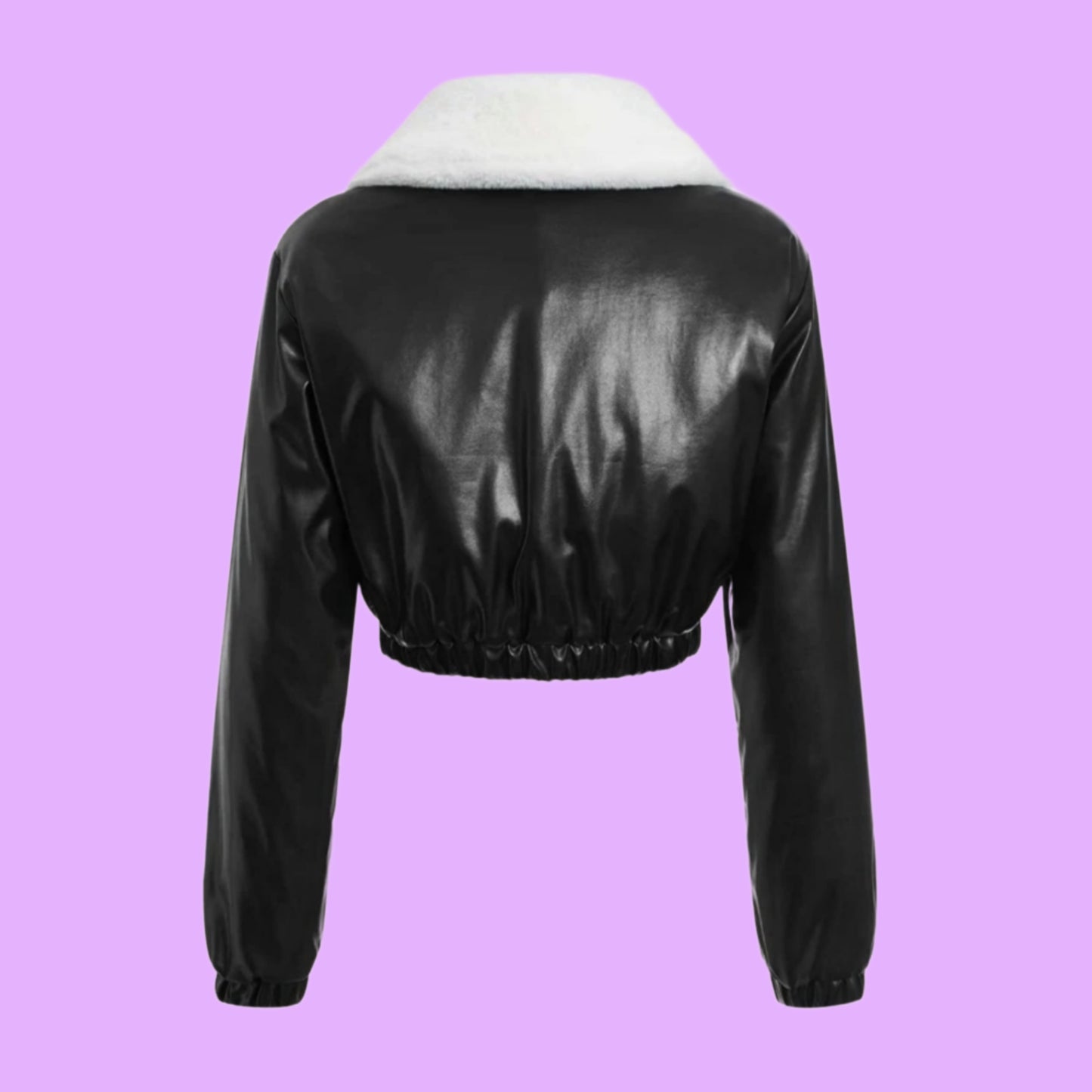 Cropjacket ecocuero cuello peludo