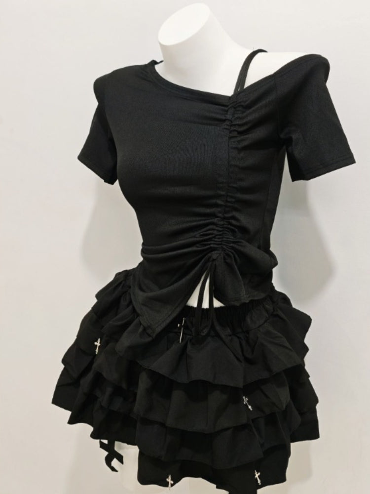 Falda Short vuelitos goth