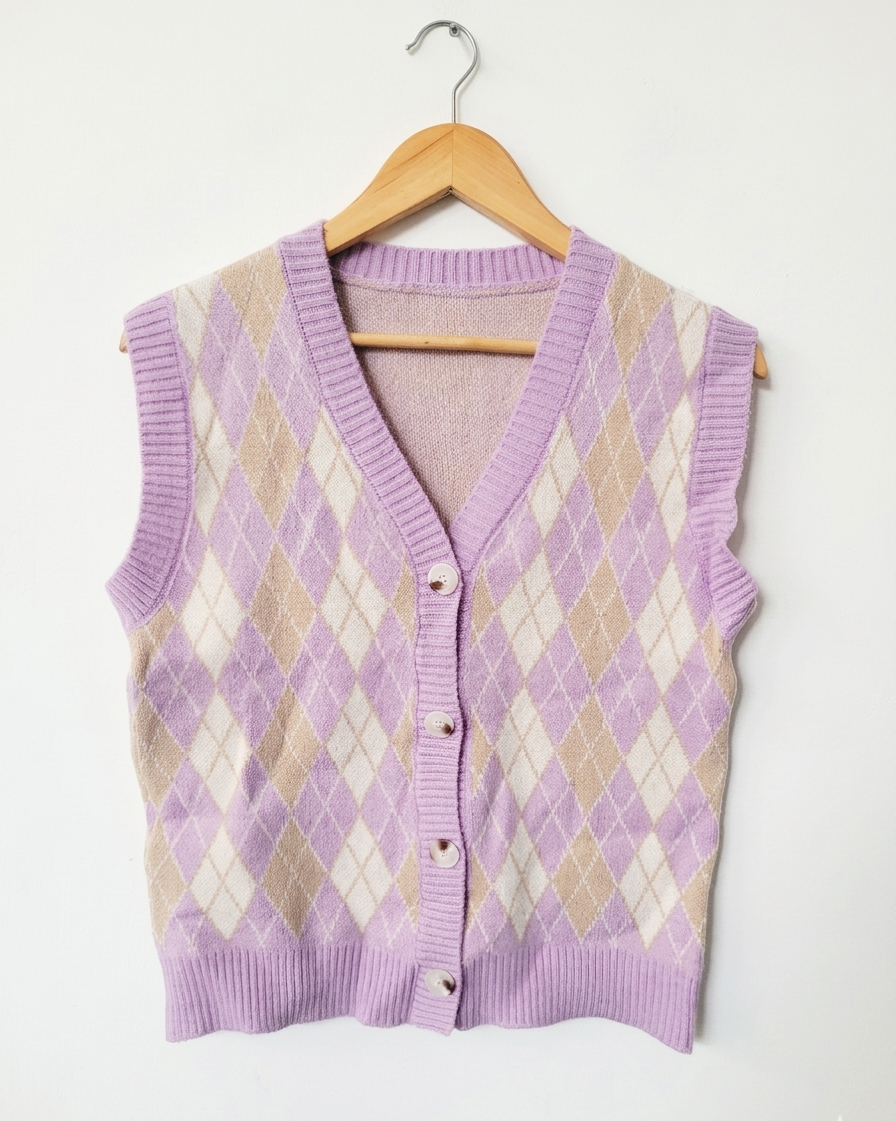 Sueter lila pastel rombos