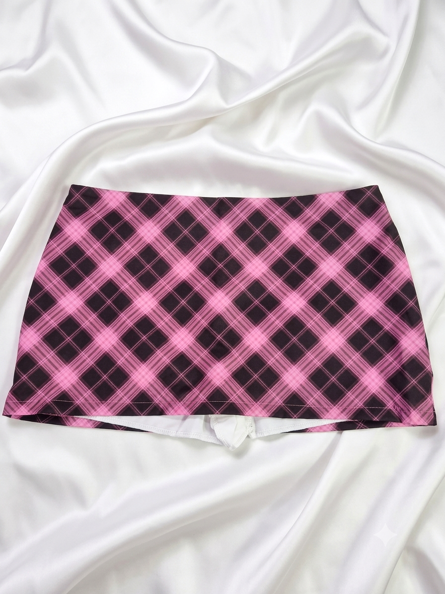 Falda ultra mini tartán rosa