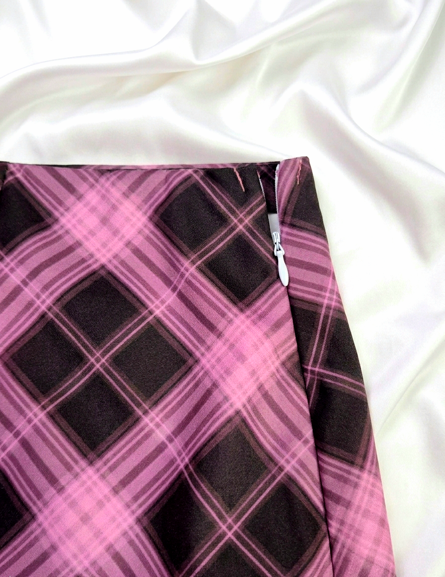 Falda ultra mini tartán rosa