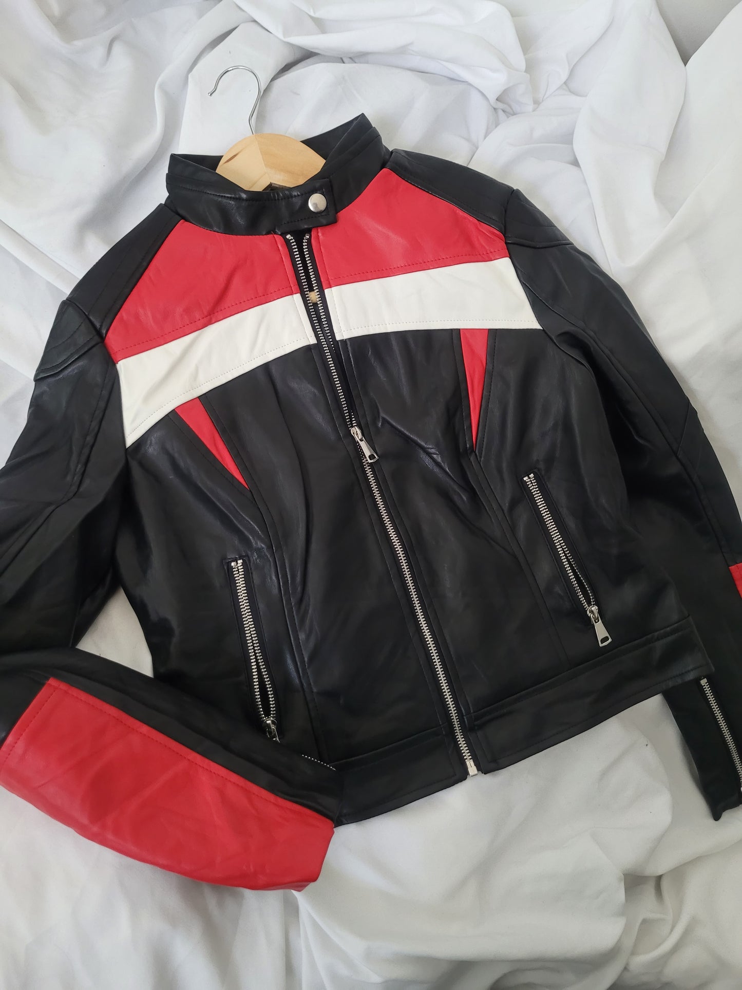 Moto jacket roja eco-cuero