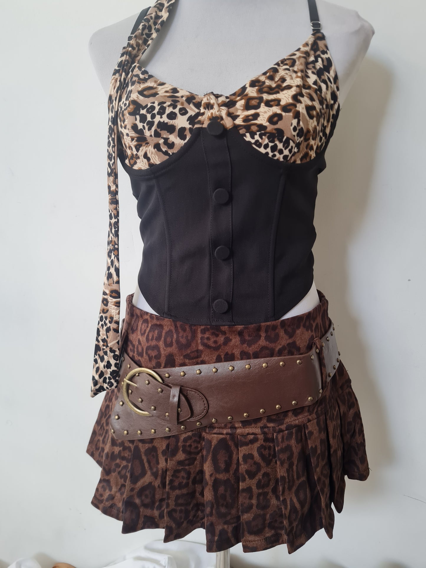 Mini falda Leopardo con cinturón