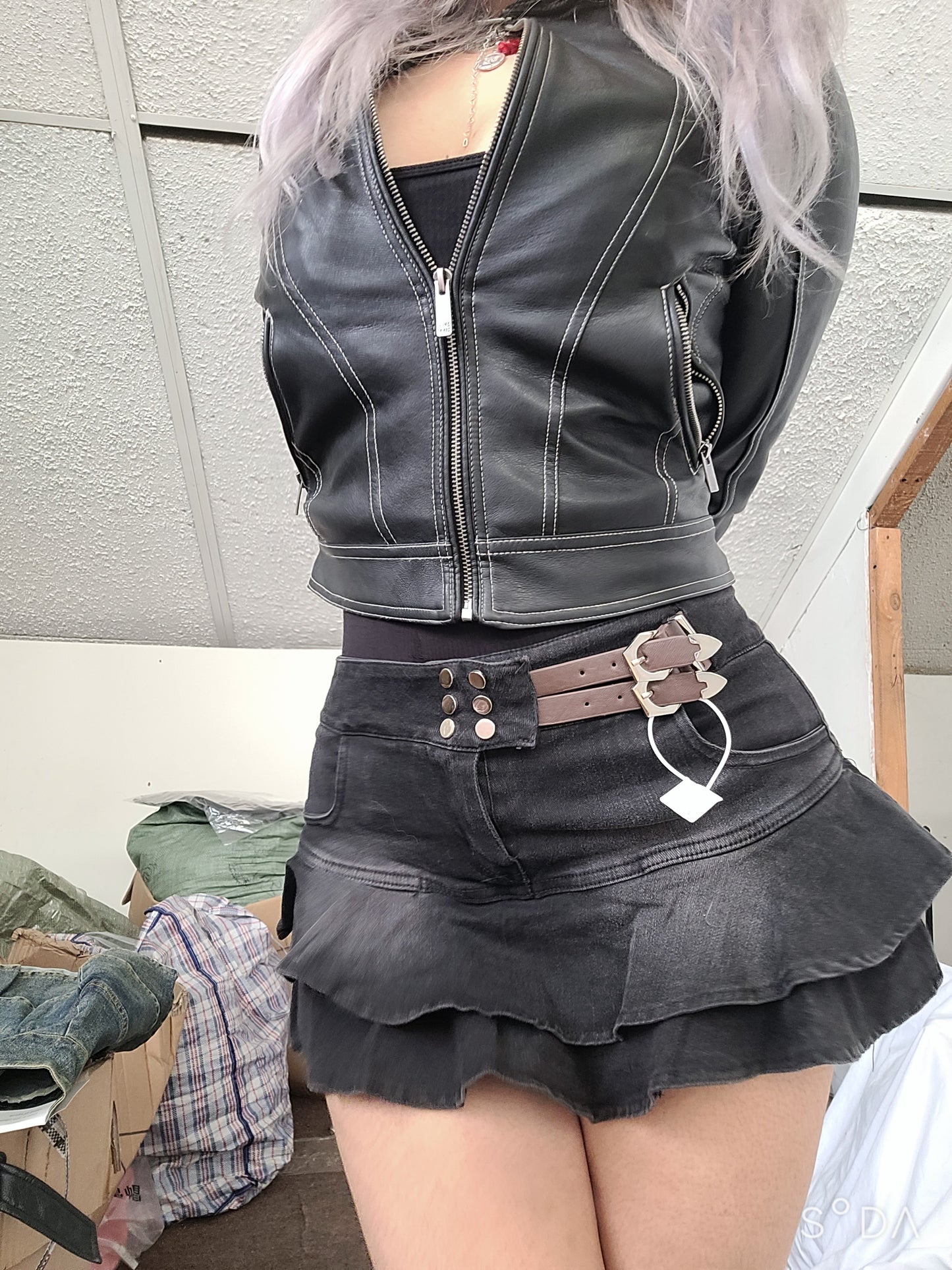 Mini falda denim vuelitos