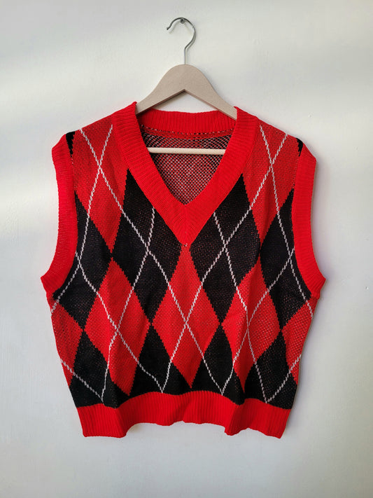 Chaleco rojo oversize de punto