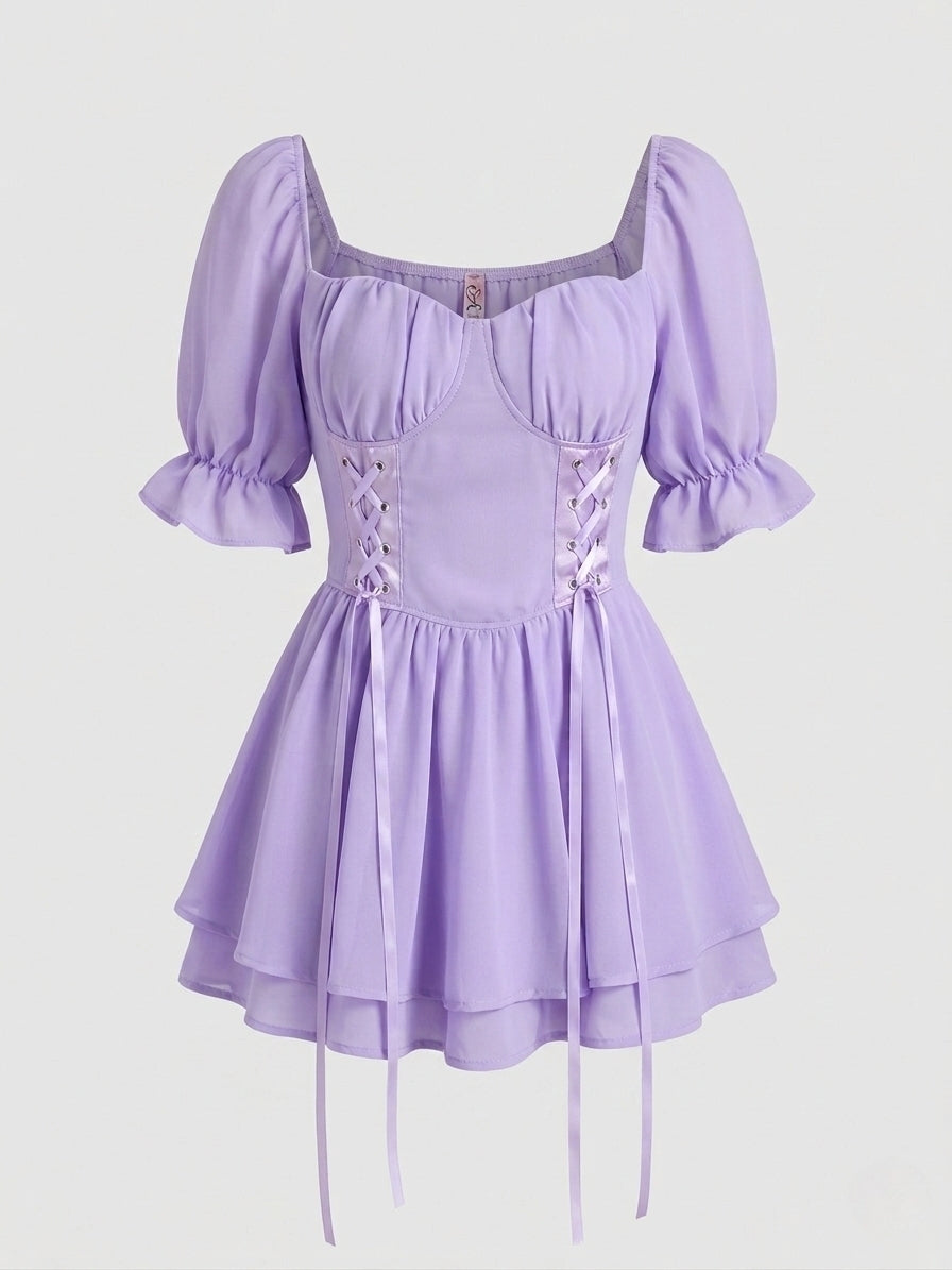 Mini vestido lavender coquette nacional