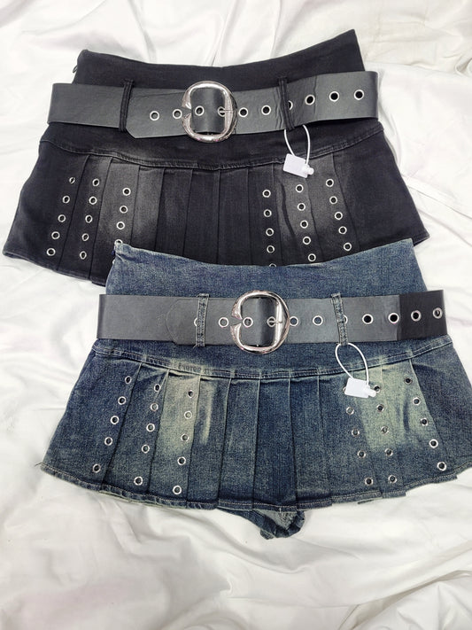 Mini Falda Denim y2k cinturón