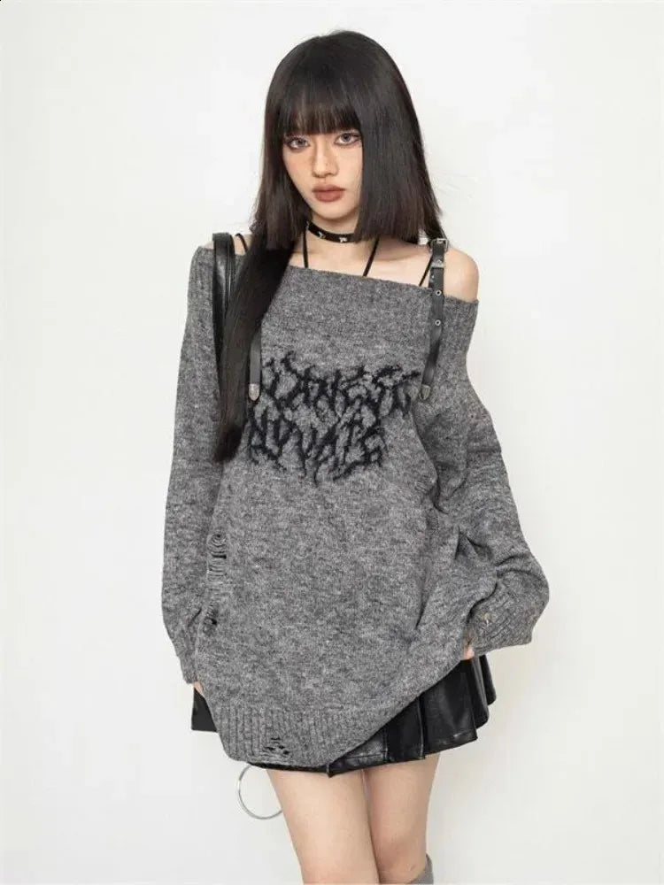 Sueter distressed harajuku goth