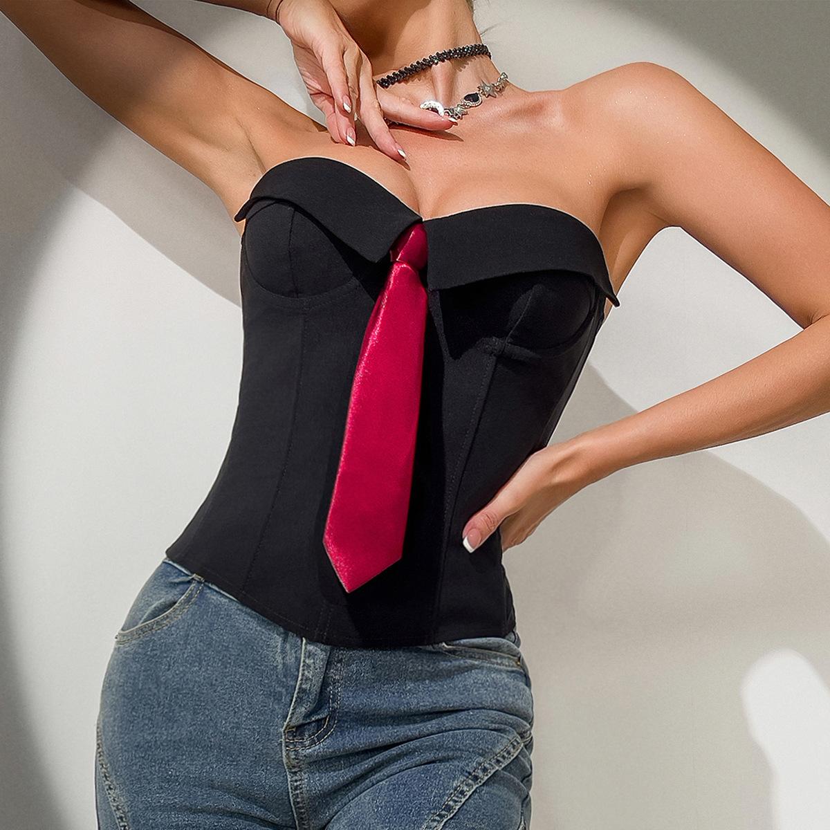 Corsét corbata estilo "Office Siren"