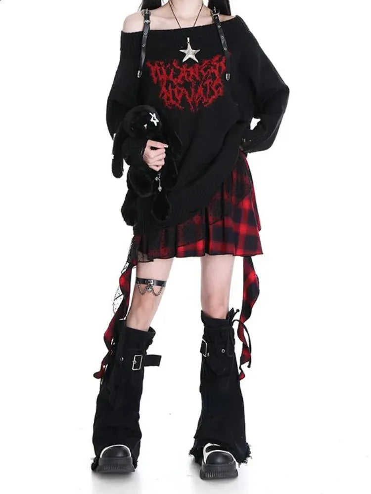 Sueter distressed harajuku goth
