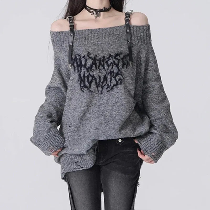 Sueter distressed harajuku goth