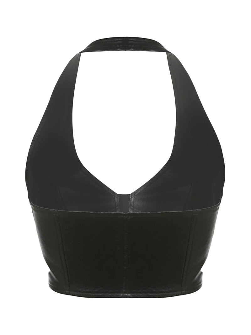 Top corto Halter eco-cuero