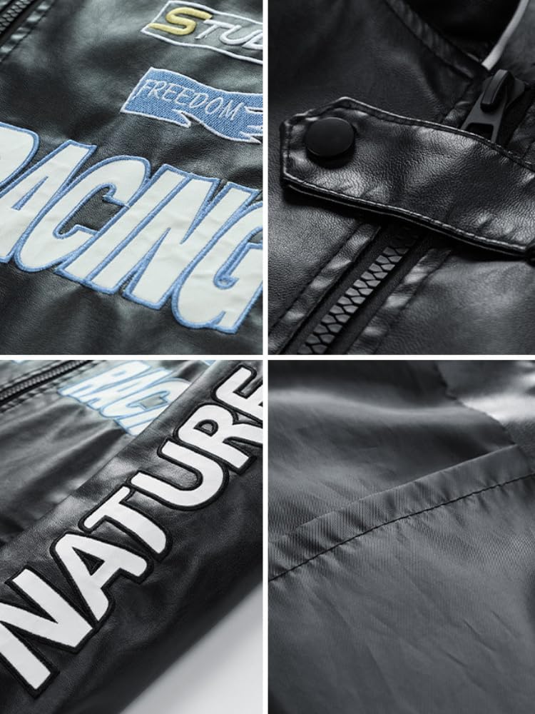 Chaqueta ecocuero estilo racing