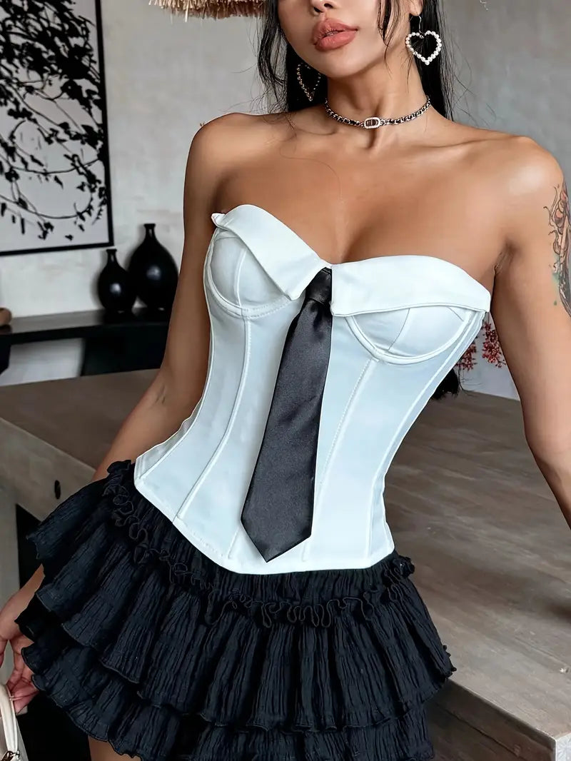 Corsét corbata estilo "Office Siren"