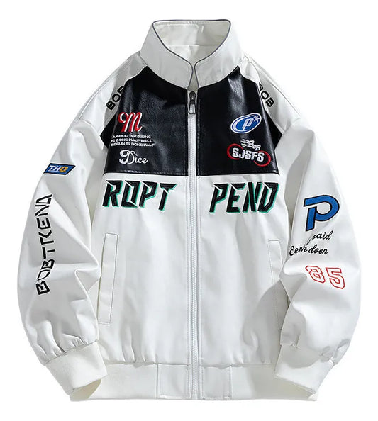 Chaqueta Blanca ecocuero Moto-core