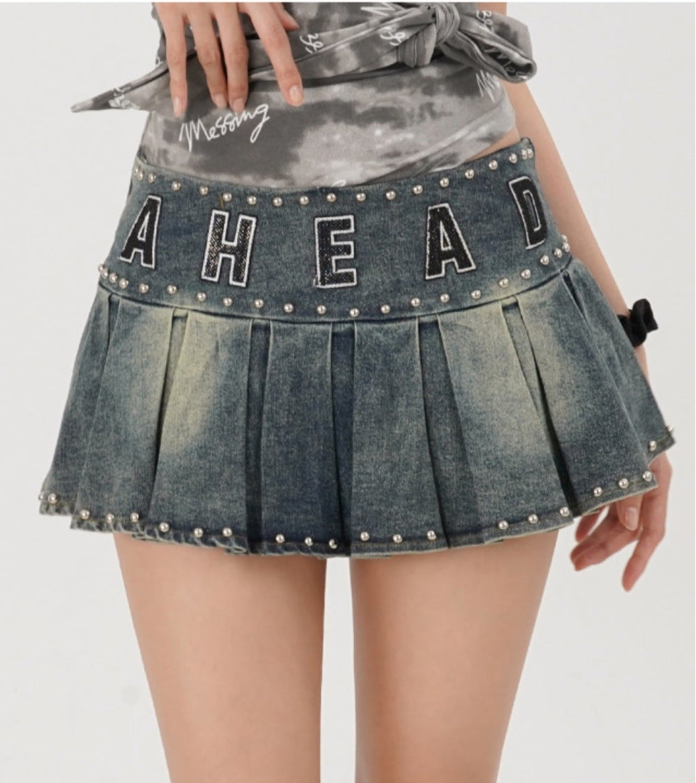 Falda Denim "AHEAD" tachas