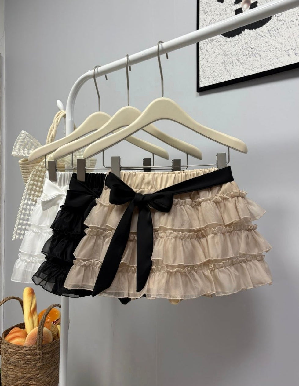 Falda vuelos organza crystal con lazo