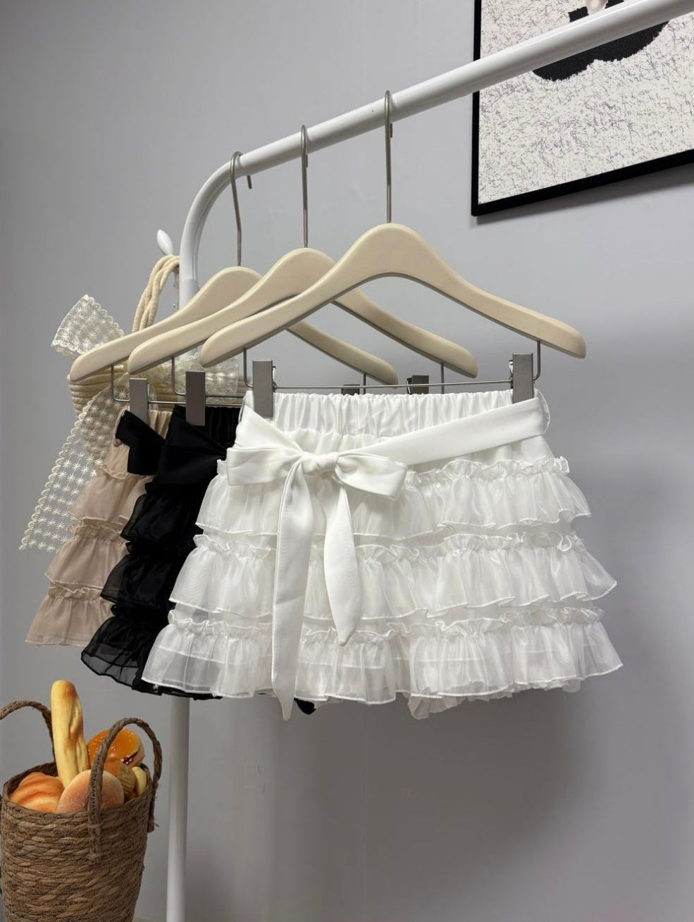 Falda vuelos organza crystal con lazo
