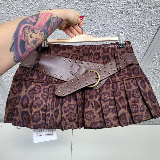 Mini falda Leopardo con cinturón
