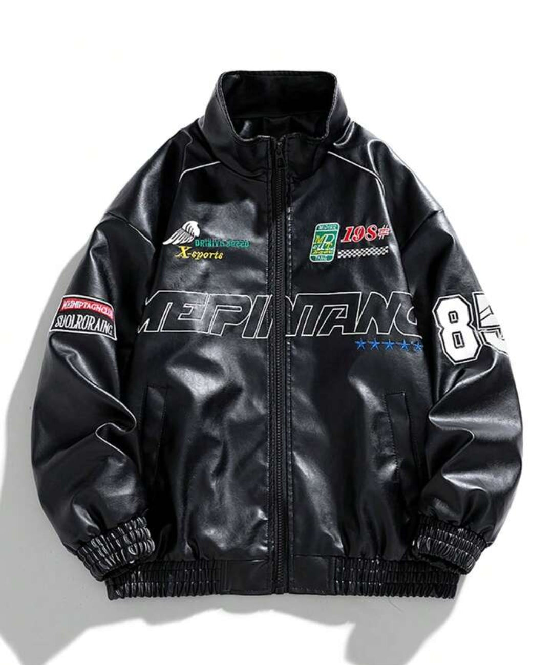Chaqueta ecocuero estilo racing