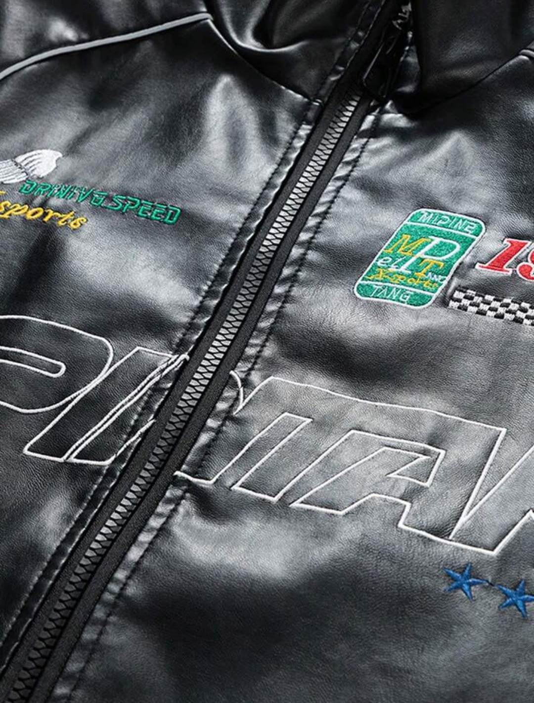 Chaqueta ecocuero estilo racing