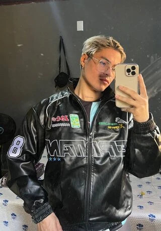Chaqueta ecocuero estilo racing