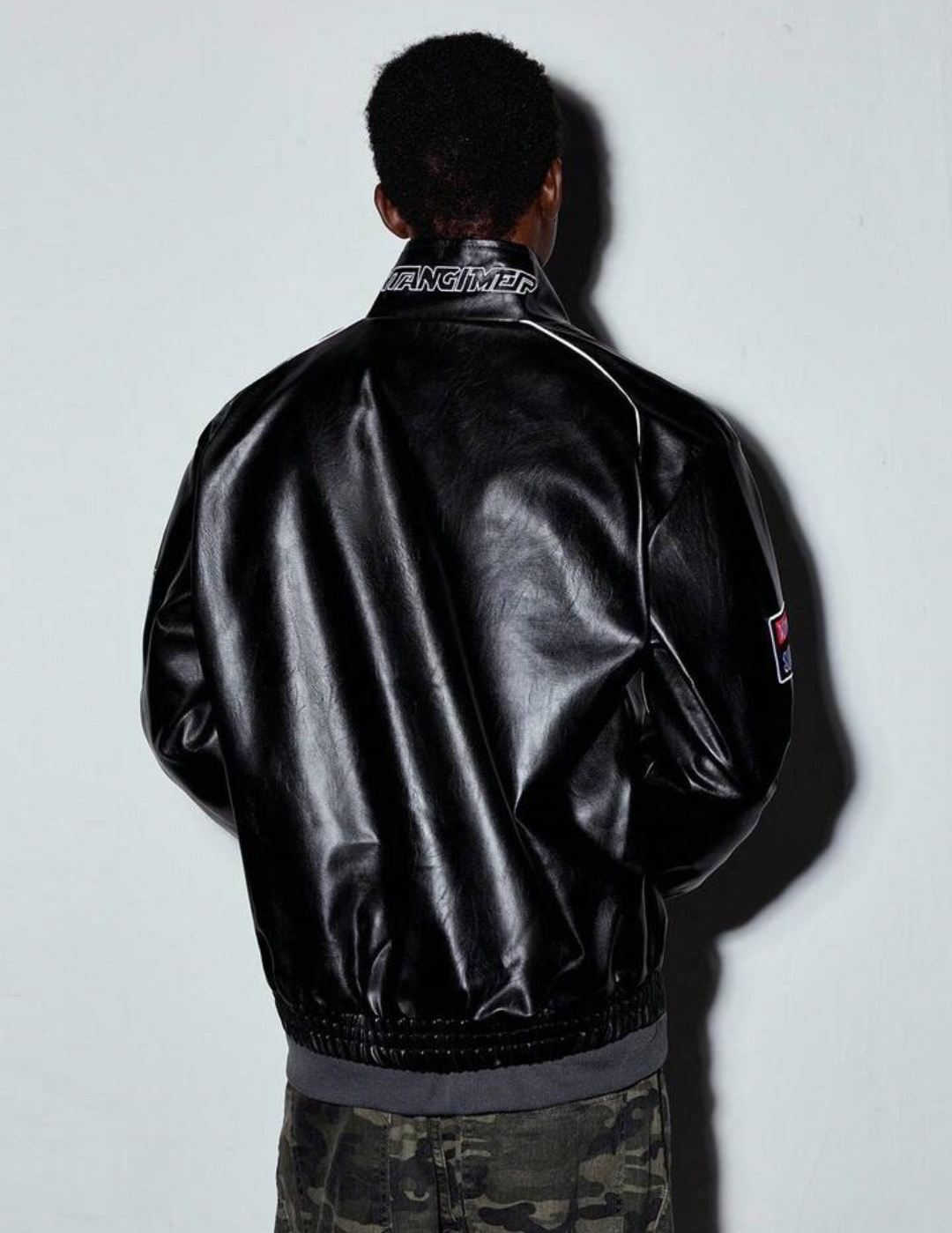 Chaqueta ecocuero estilo racing