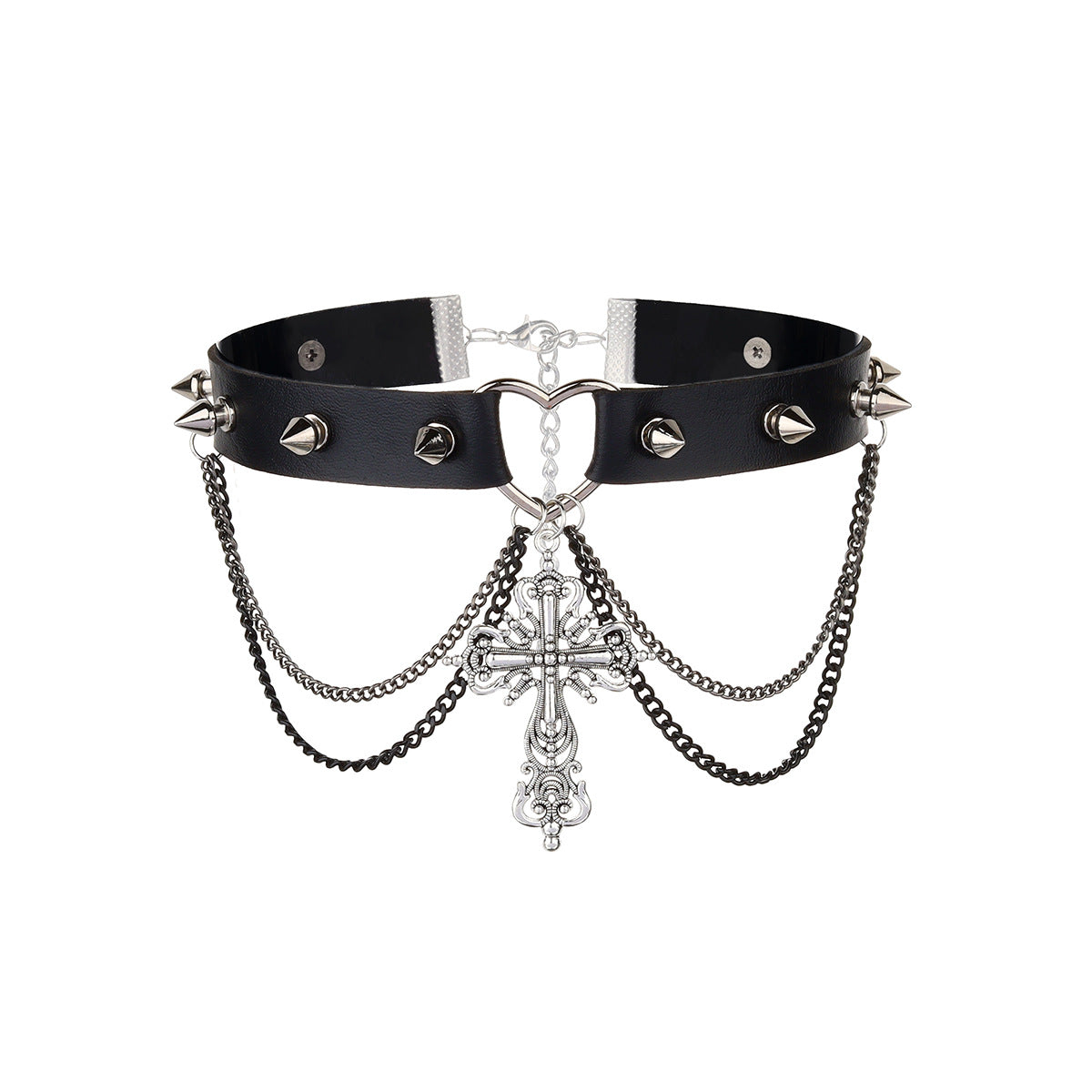 Chocker gotico corazon y cruz