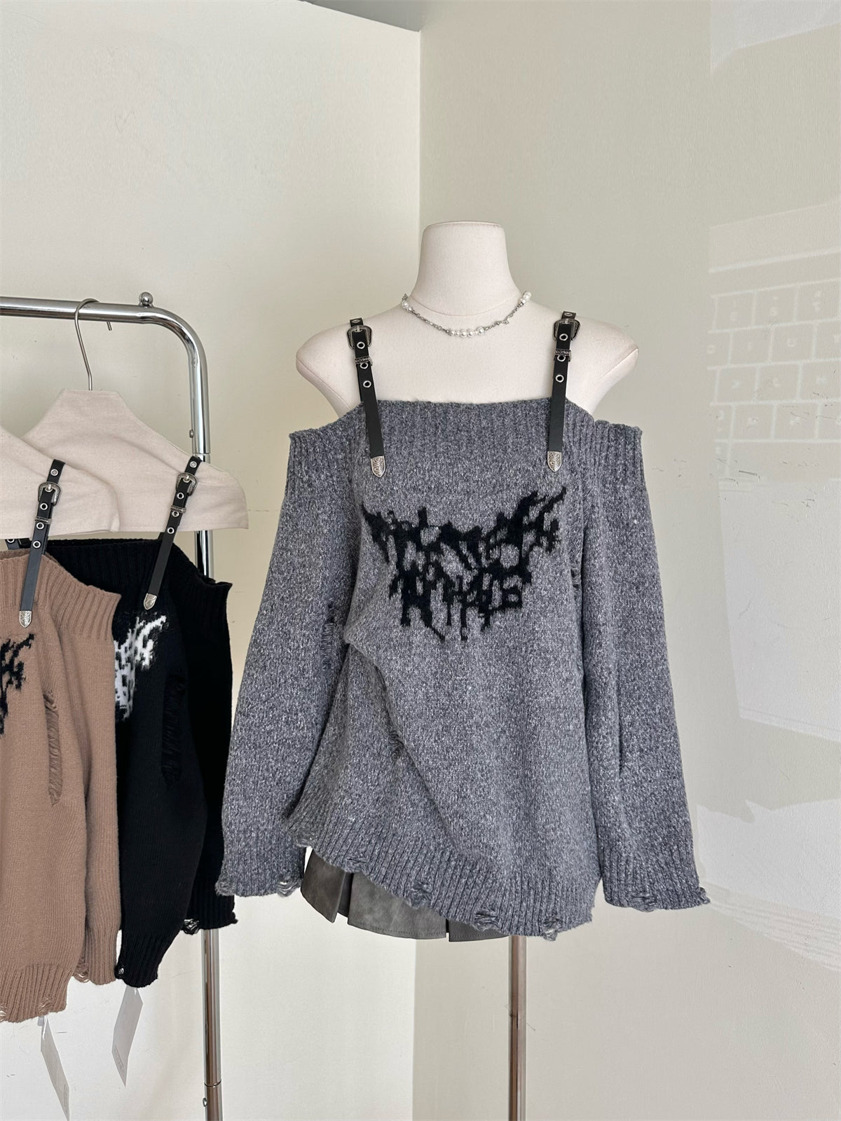Sueter distressed harajuku goth