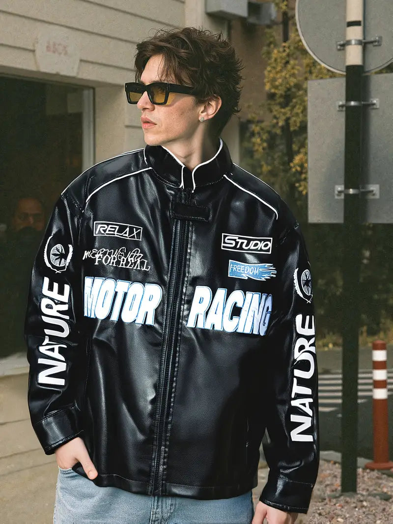 Chaqueta ecocuero estilo racing