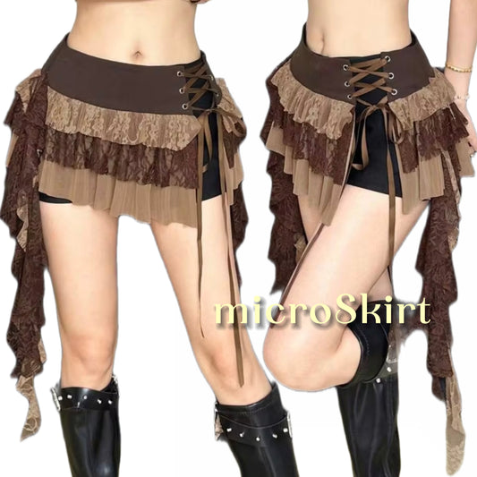 Micro falda café fairycore