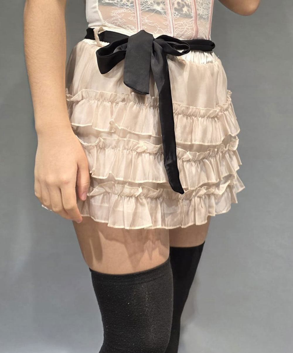 Falda vuelos organza crystal con lazo