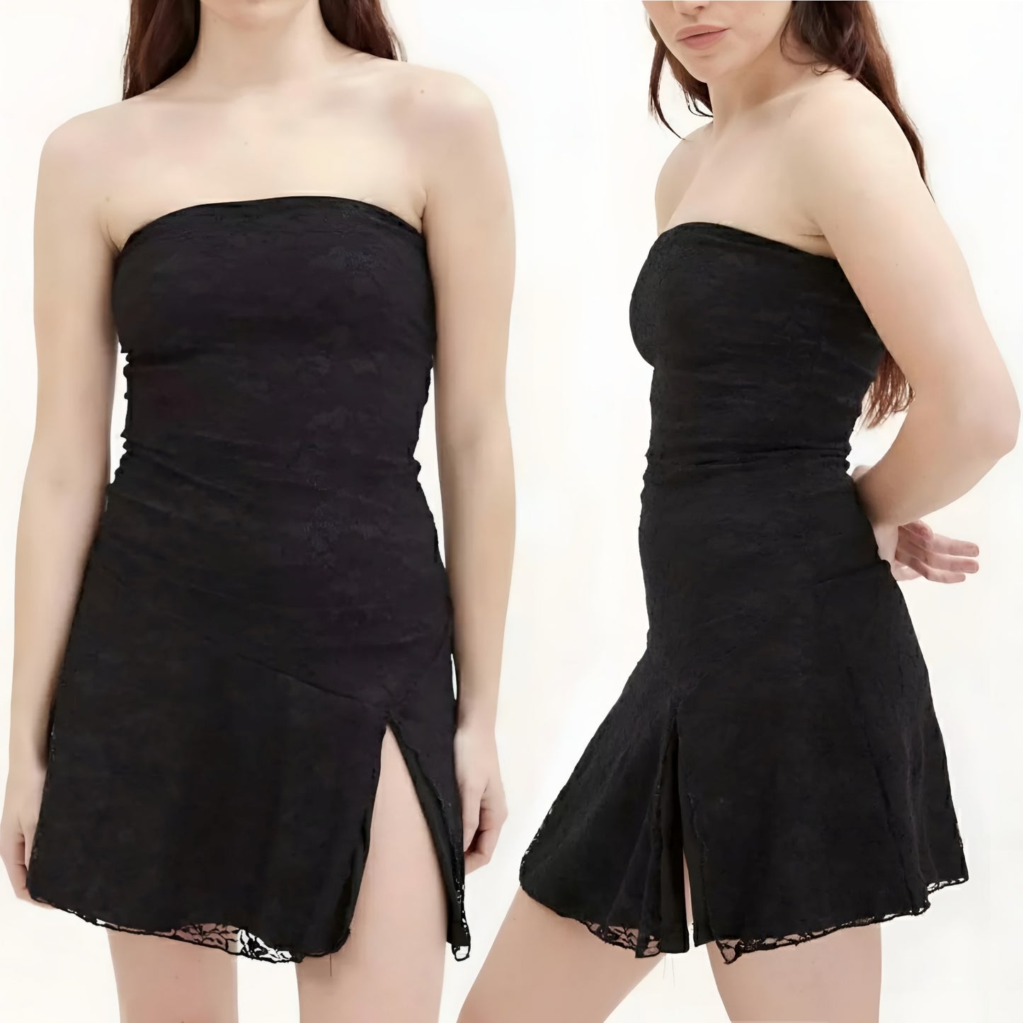Vestido strapless encaje