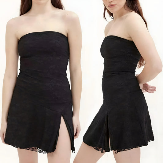 Vestido strapless encaje