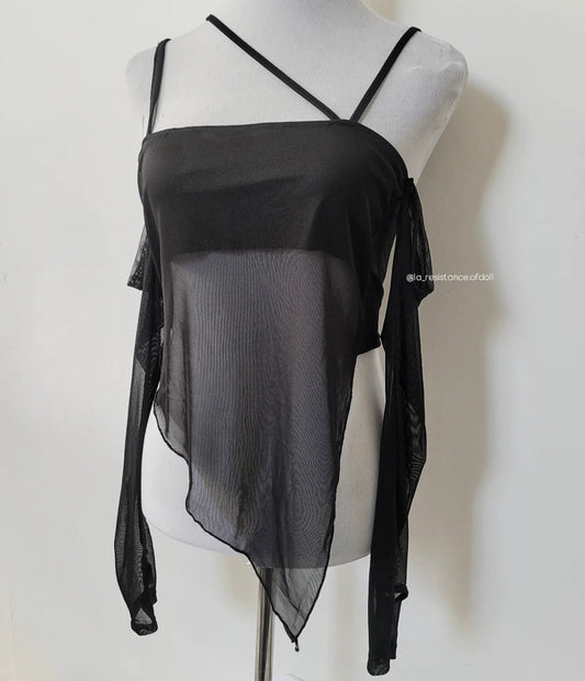 top asimetrico negro
