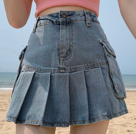 Falda denim cargo y2k