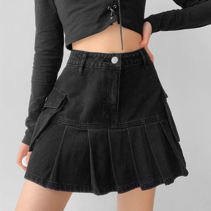 Falda denim cargo y2k