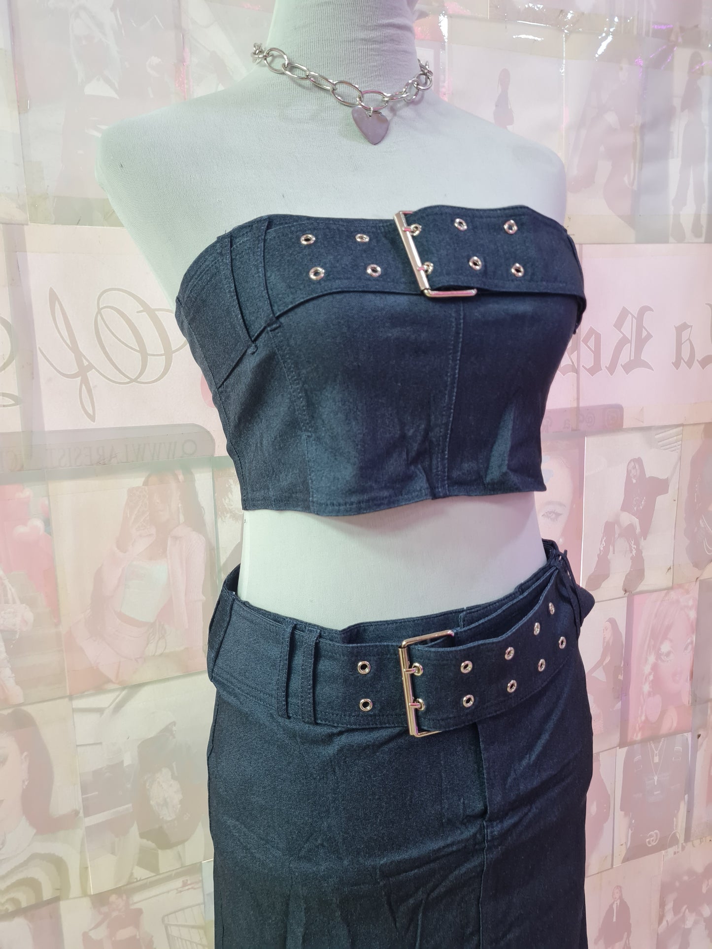 Conjunto Belt y2k denim