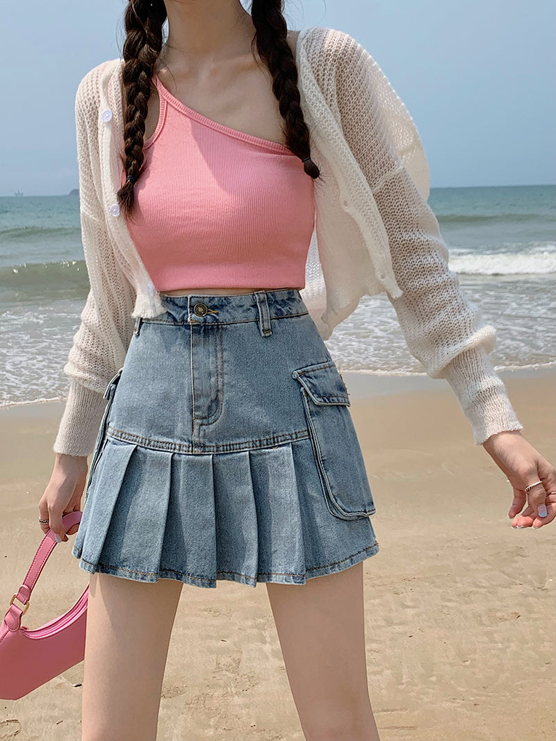 Falda denim cargo y2k