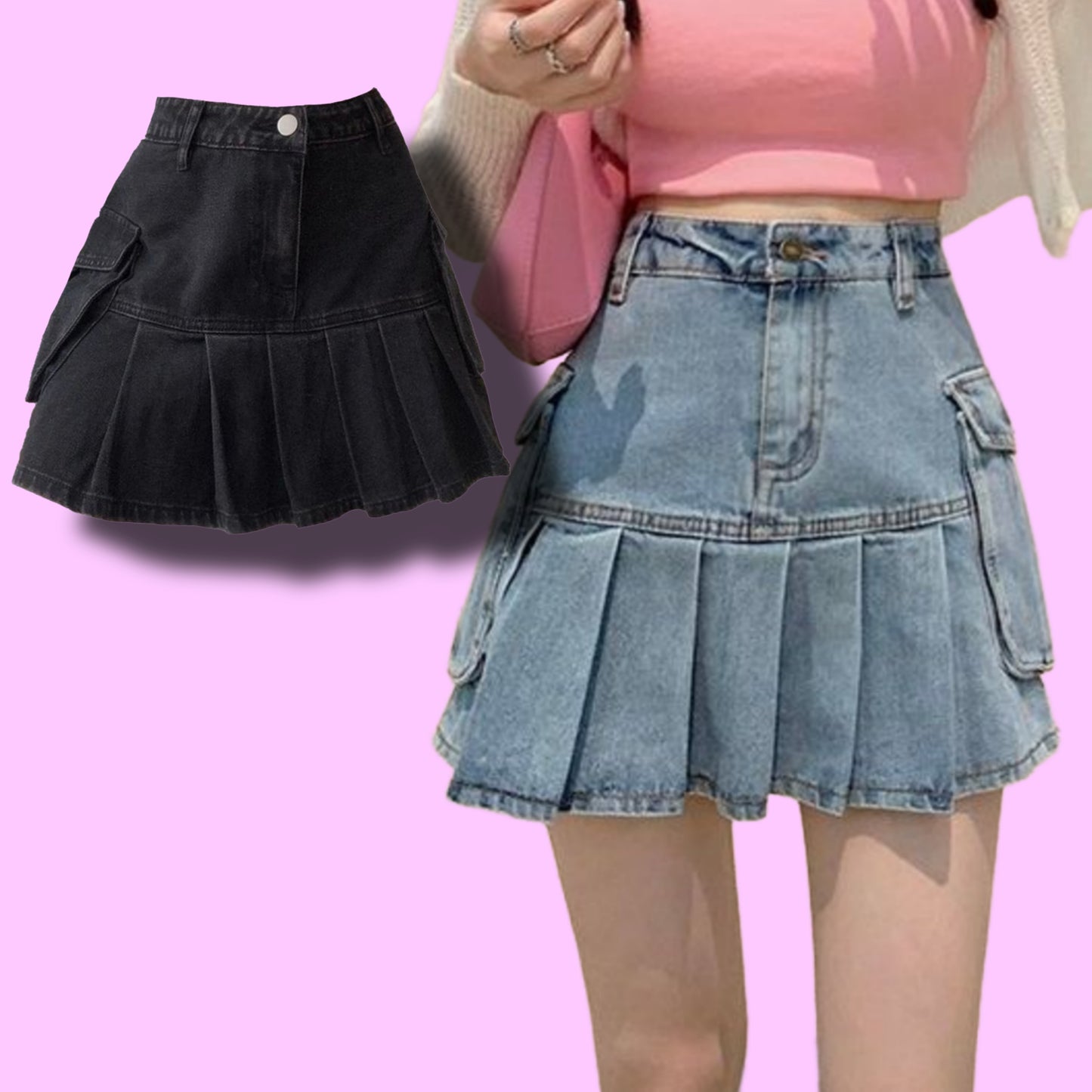 Falda denim cargo y2k
