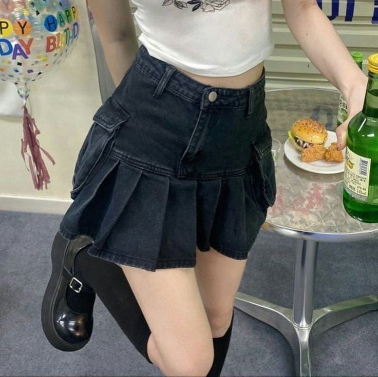 Falda denim cargo y2k