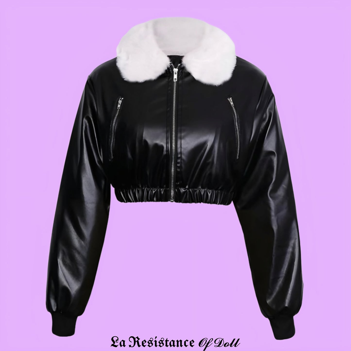 Cropjacket ecocuero cuello peludo