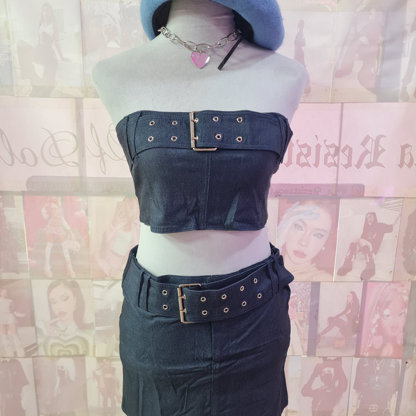 Conjunto Belt y2k denim