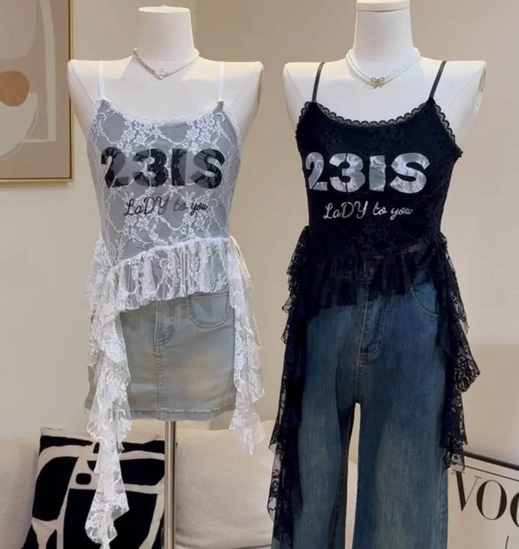 Top camisola encaje vuelitos