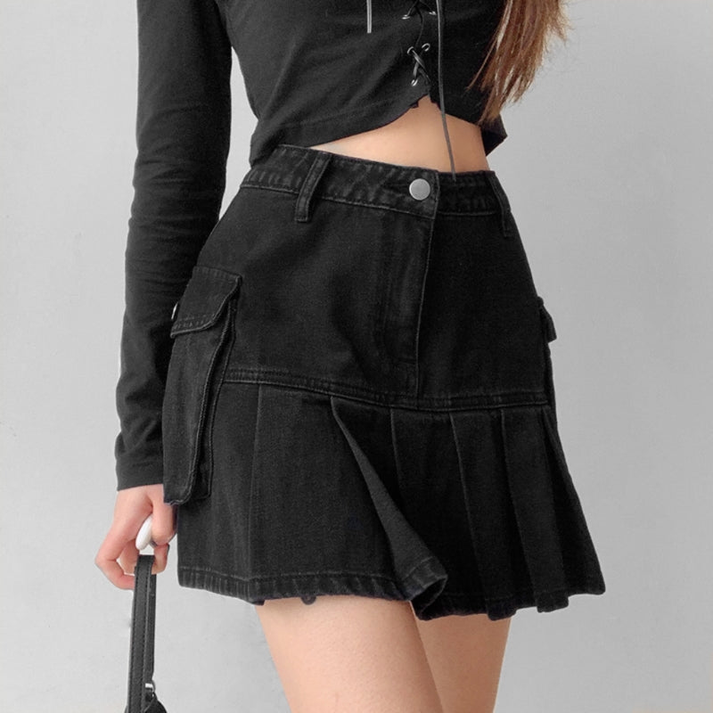 Falda denim cargo y2k